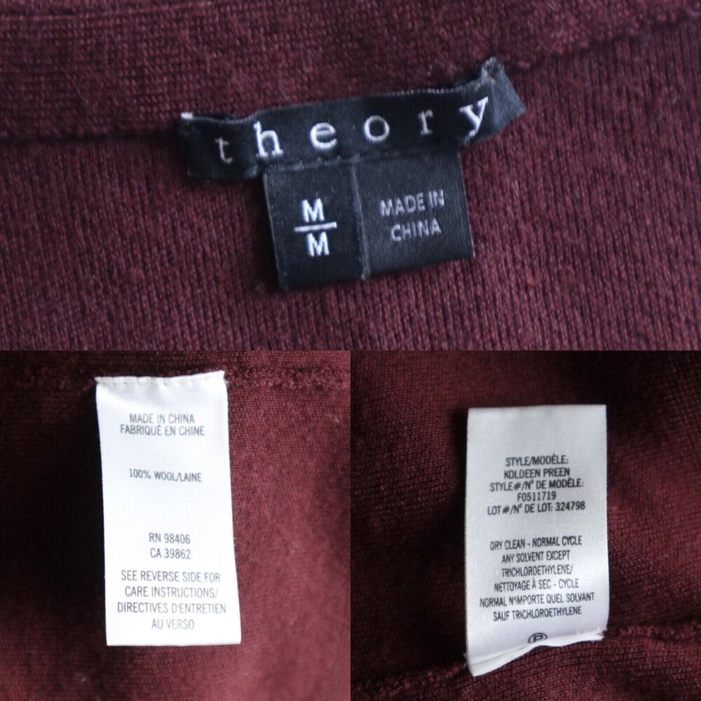 Theory Size M Koldeen Preen Wool Midi Sweater Dress Sleeveless Cassis Red - Picture 12 of 12